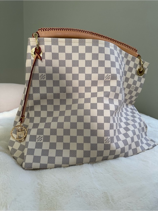 Handbags - Designer-Inspired Checkered Artsy style canvas tote Bag with leather strap